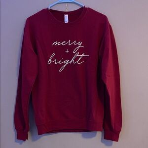 Cozy Burgundy 'Merry + Bright' Sweatshirt